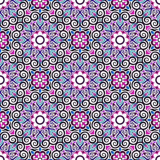 Pink - Purple - Blue Mandala Fabric - 125i