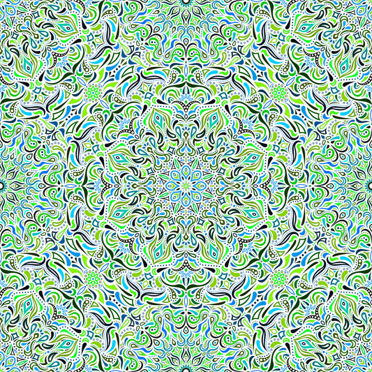 Green - Turquoise - Blue Mandala Fabric 2008.1i