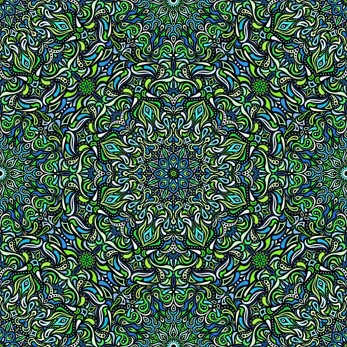 Green - Blue Mandala Fabric 2008.1