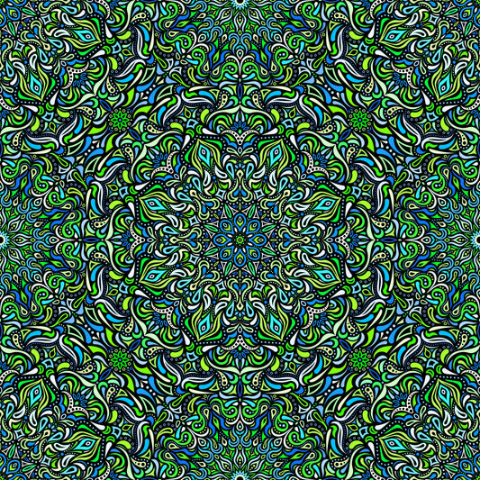 Green - Blue Mandala Fabric 2008.1
