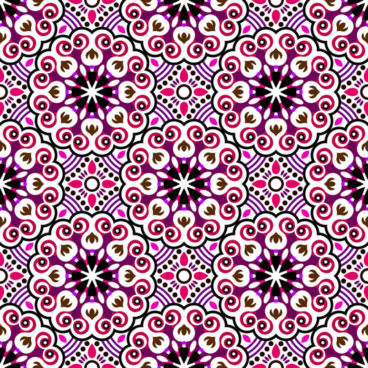 Pink - Red - Purple Mandala Fabric - 132i