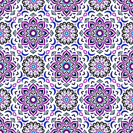 Blue - Purple Mandala Fabric - 213i