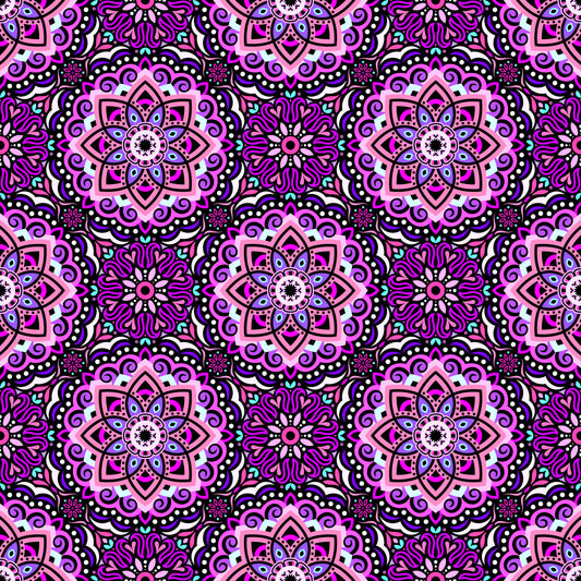 Pink - Purple - Turquoise Mandala Fabric 2009.3