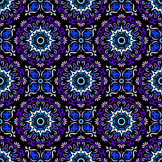 Purple - Blue Mandala Fabric - 174