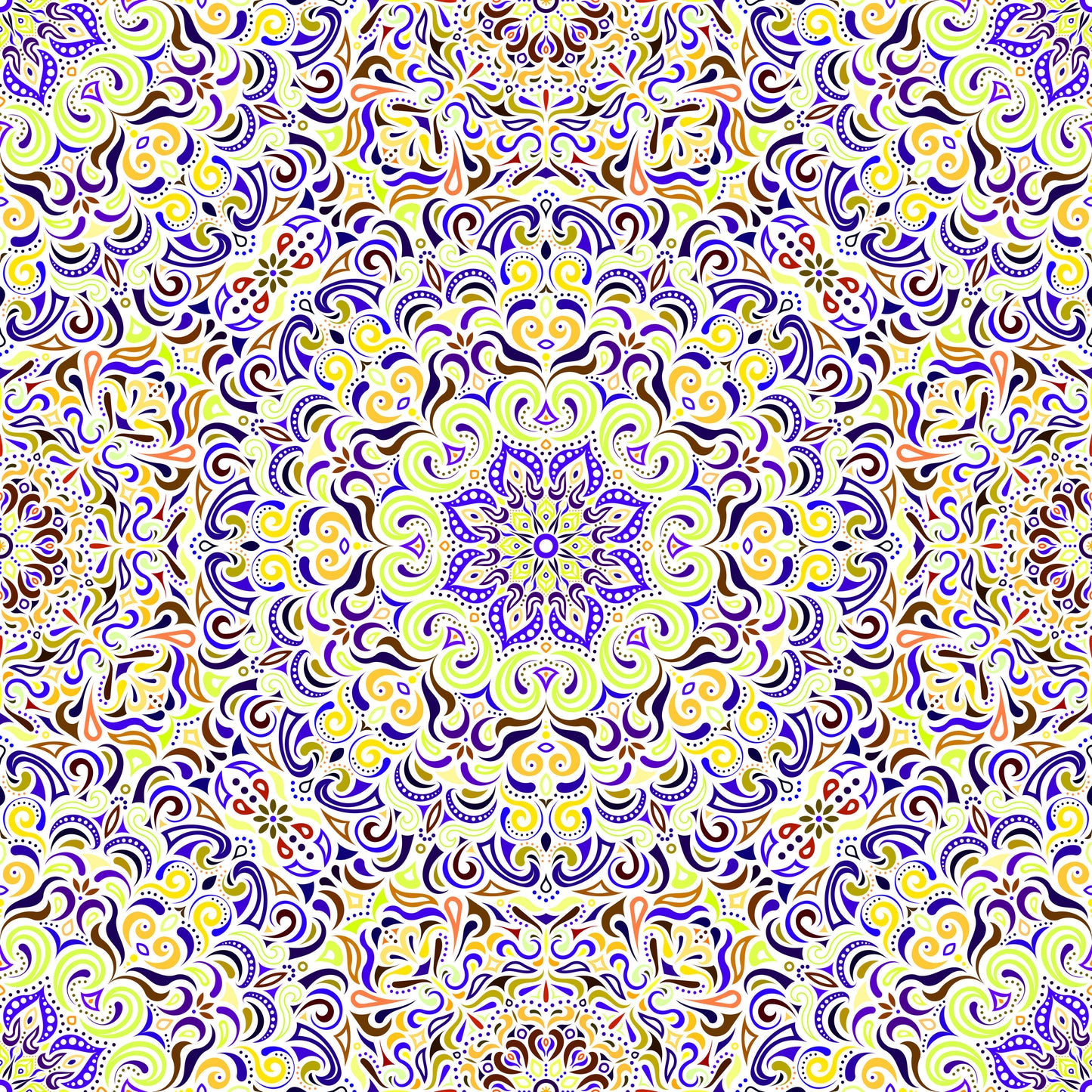 Yellow - Blue - Green Mandala Fabric 2007.1i