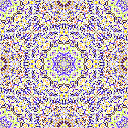 Yellow - Blue - Green Mandala Fabric 2007.1i