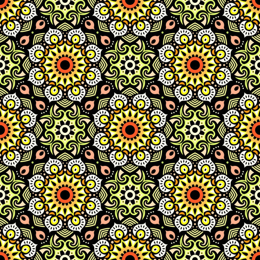Yellow - Orange Mandala Fabric - 193