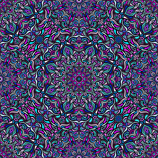 Turquoise - Pink - Blue Mandala Fabric 2008.1