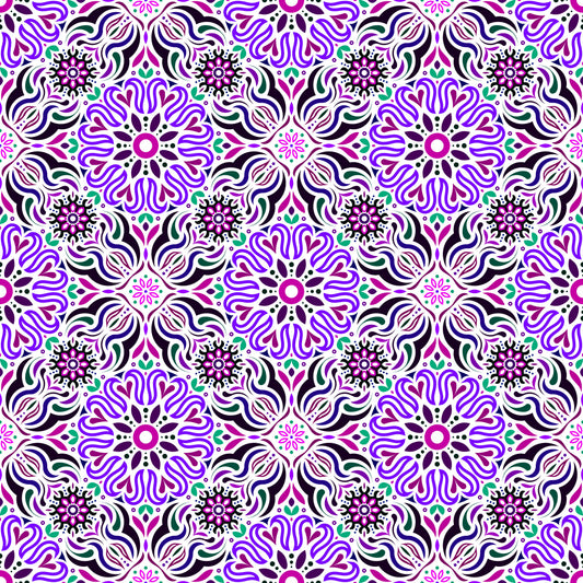 Purple - Pink - Green Mandala Fabric 2009.2i
