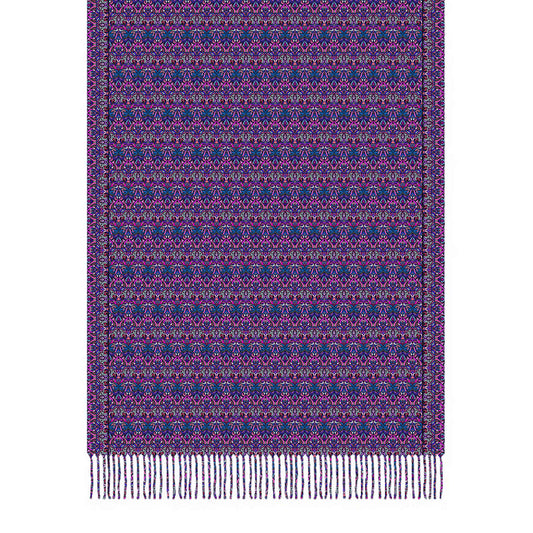 Pink - Purple - Blue Abstract Doodle Scarf with Tassels