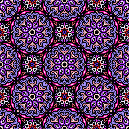 Purple - Pink - Red Mandala Fabric - 155