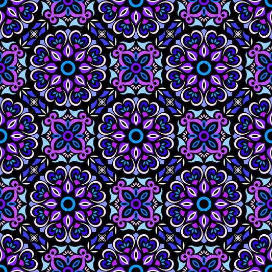 Blue - Purple Mandala Fabric - 206