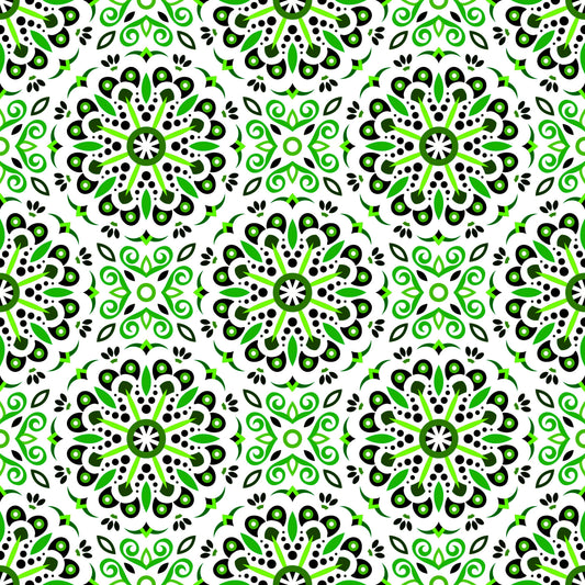 Green Mandala Fabric - 156i