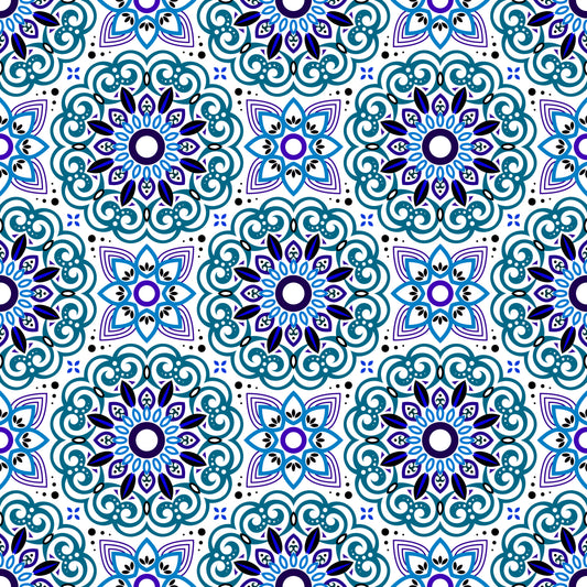 Blue - Purple Mandala Fabric - 149i