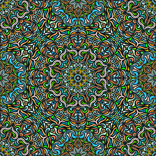 Orange - Blue - Green Mandala Fabric 2006.3