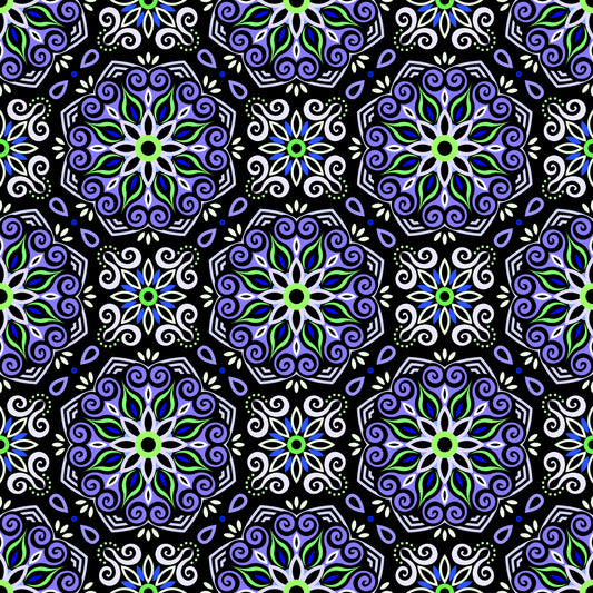 Blue - Green Mandala Fabric - 203