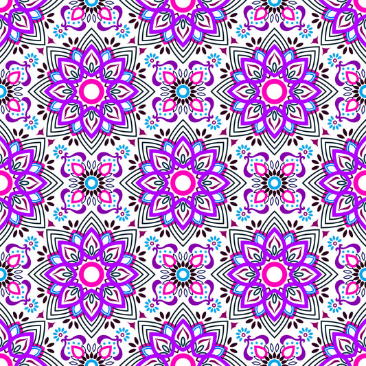 Purple - Pink - Blue Mandala Fabric - 145i