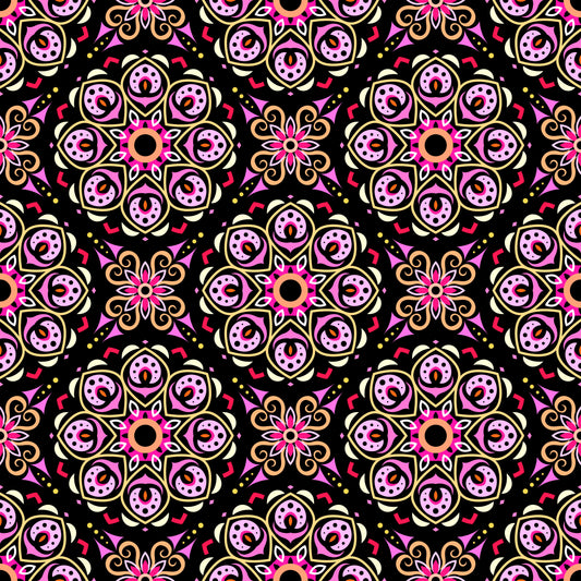 Pink - Yellow - Orange Mandala Fabric - 183