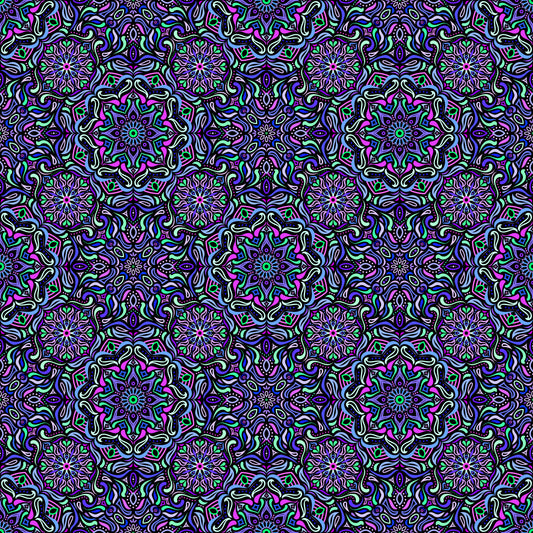 Turquoise - Purple - Blue Mandala Fabric 2009.4