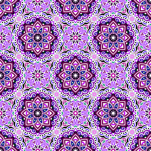 Purple - Green Mandala Fabric 2009.3i