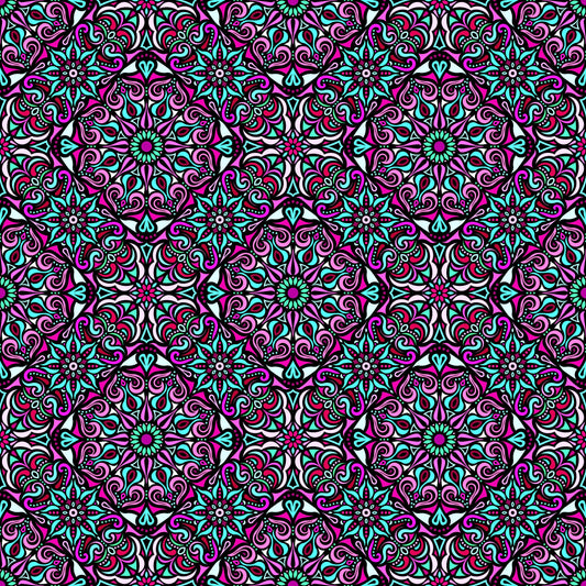 Pink - Turquoise Mandala Fabric 2007.2