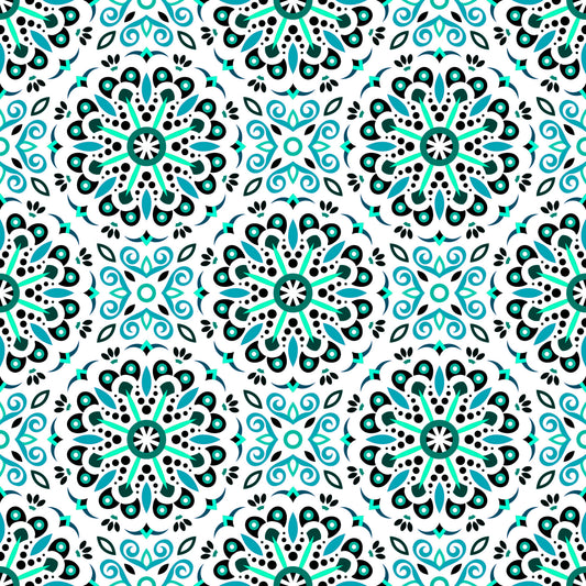 Turquoise Mandala Fabric - 156i