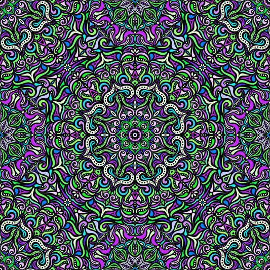 Green - Purple - Blue Mandala Fabric 2006.3