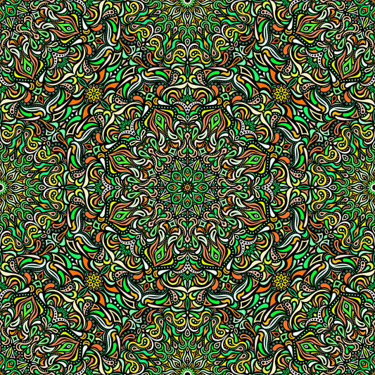 Orange - Green - Yellow Mandala Fabric 2008.1