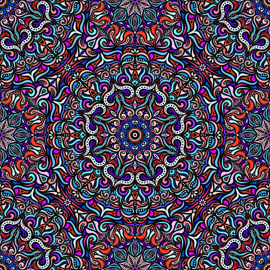Red - Blue - Purple Mandala Fabric 2006.3
