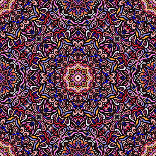 Pink - Yellow - Blue Mandala Fabric 2009.1