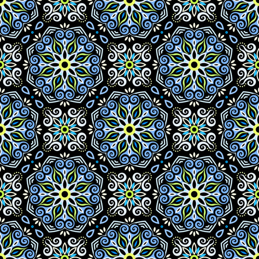Blue - Green Mandala Fabric - 203