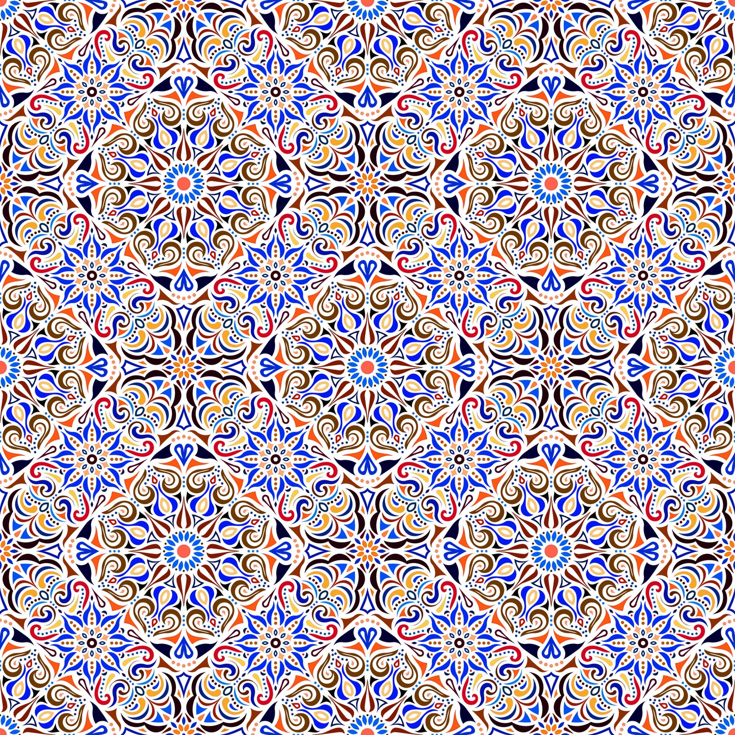 Yellow - Blue - Orange Mandala Fabric 2007.2i