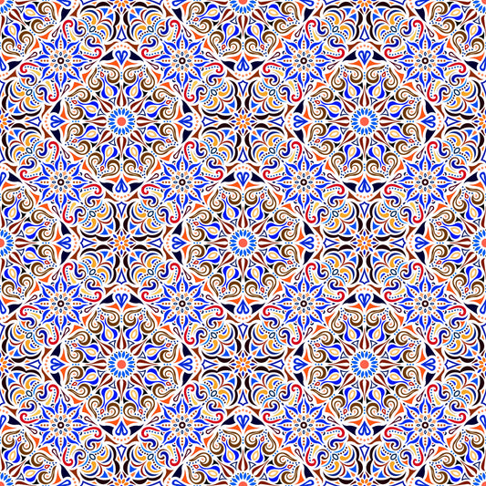 Yellow - Blue - Orange Mandala Fabric 2007.2i