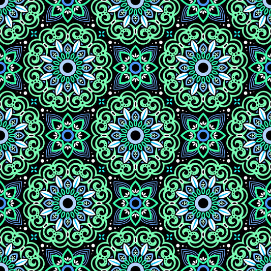 Turquoise - Blue Mandala Fabric - 149