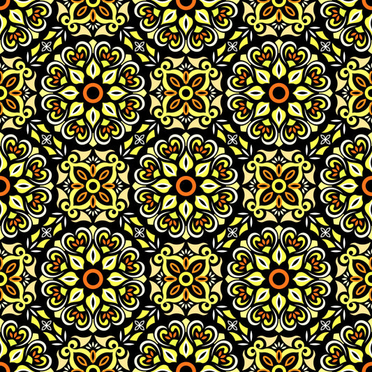 Yellow - Orange Mandala Fabric - 206