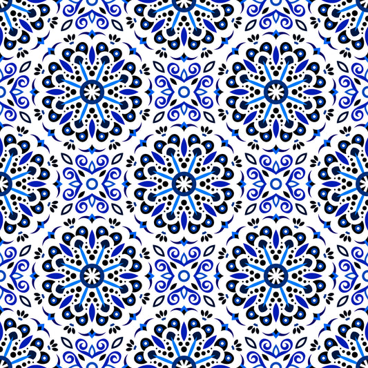 Blue Mandala Fabric - 156i