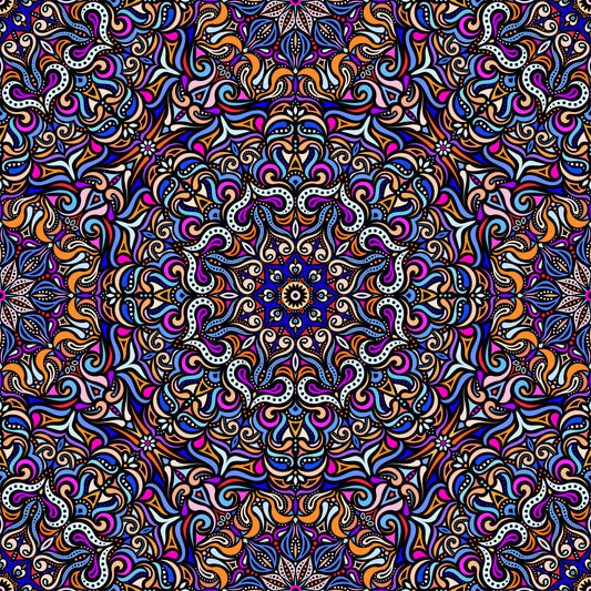 Orange - Blue - Purple Mandala Fabric 2006.3