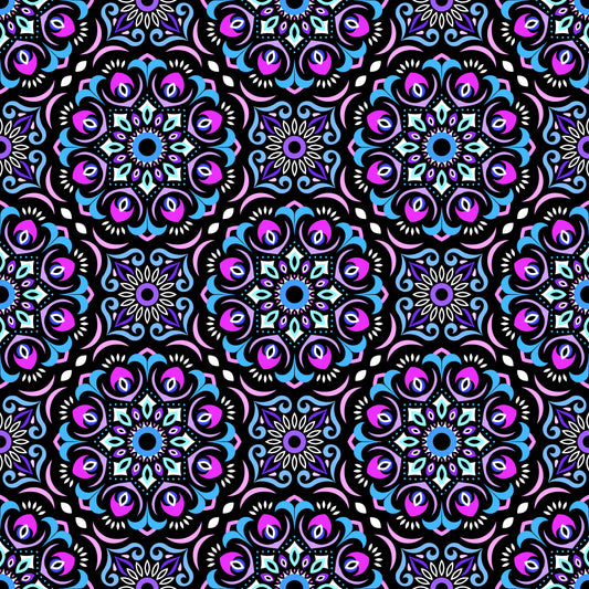 Blue -  Purple Mandala Fabric - 209