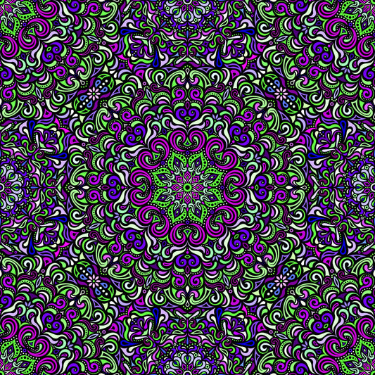 Green - Purple Mandala Fabric 2007.1