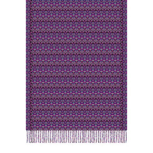 Pink - Purple - Blue Abstract Doodle Scarf with Tassels