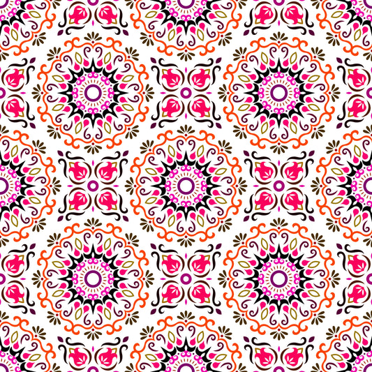 Red - Pink Mandala Fabric - 174i
