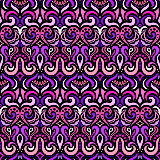 Pink - Purple Abstract Doodle Fabric 1001