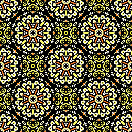Yellow - Orange Mandala Fabric - 156