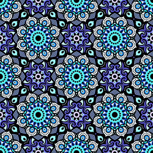 Turquoise - Blue Mandala Fabric - 193