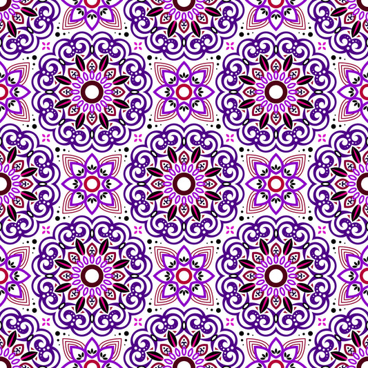 Purple - Red Mandala Fabric - 149i