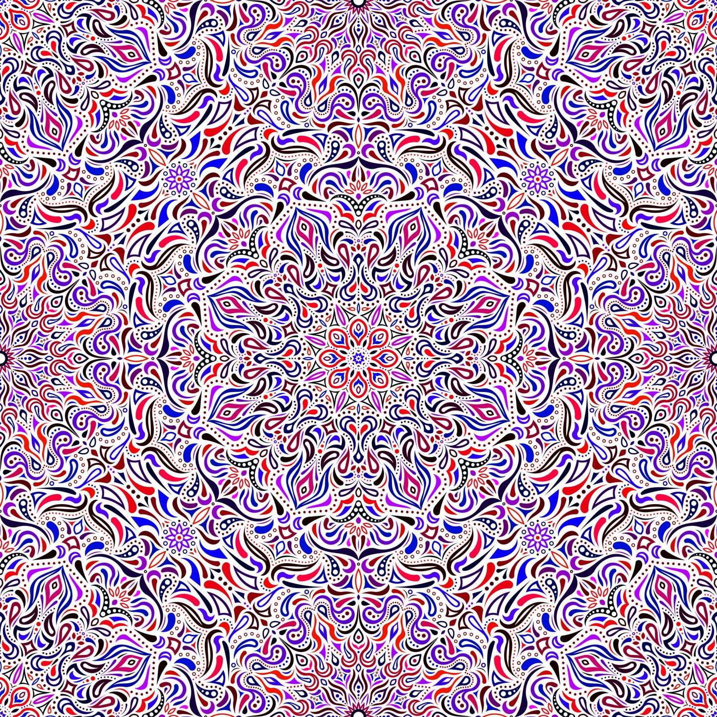 Purple - Blue - Red Mandala Fabric 2008.1i