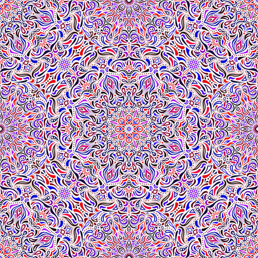 Purple - Blue - Red Mandala Fabric 2008.1i