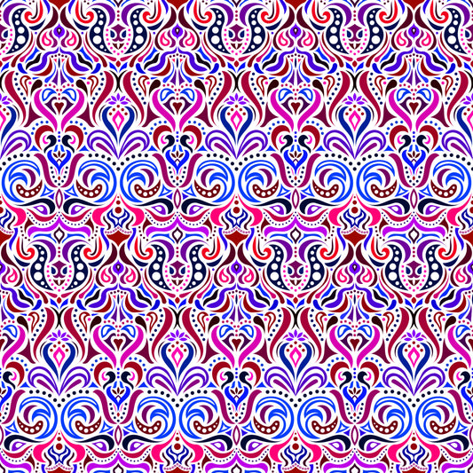Red - Blue - Purple Abstract Doodle Fabric 1011.4i