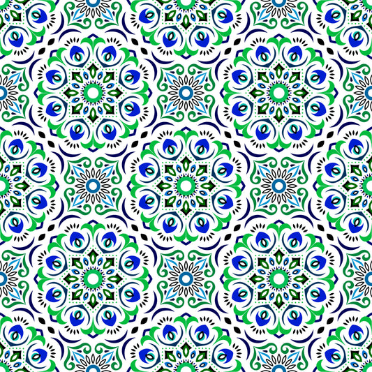 Blue - Green Mandala Fabric - 209i