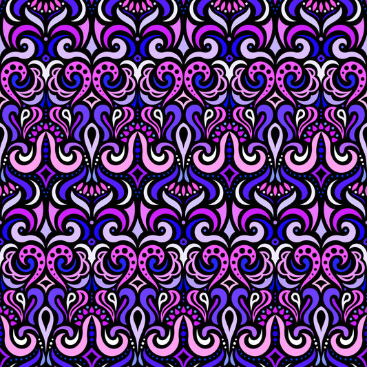 Pink - Purple Abstract Doodle Fabric 1001